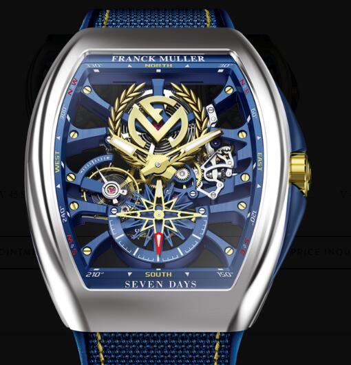 Review Buy Franck Muller Vanguard Yachting Anchor Skeleton Franck Muller Emblem Replica Watch for sale Cheap Price V 45 S6 SQT ANCRE FM YACHT (BL) 3N